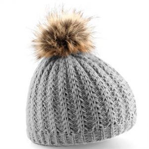 Fur pom pom beanie (grey)- mck promotions