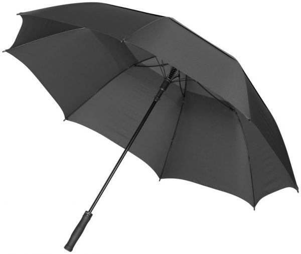 30inch Auto open vented umbrella, solid black- MCK Promotions