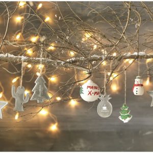 Seasonal christmas tree ornament, grey (decorations)- MCK PROMOTIONS