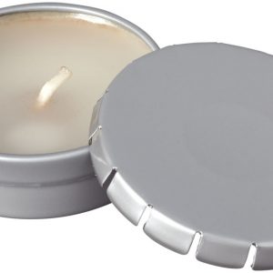 Bova scented canlde in tin, silver - MCK Promotions